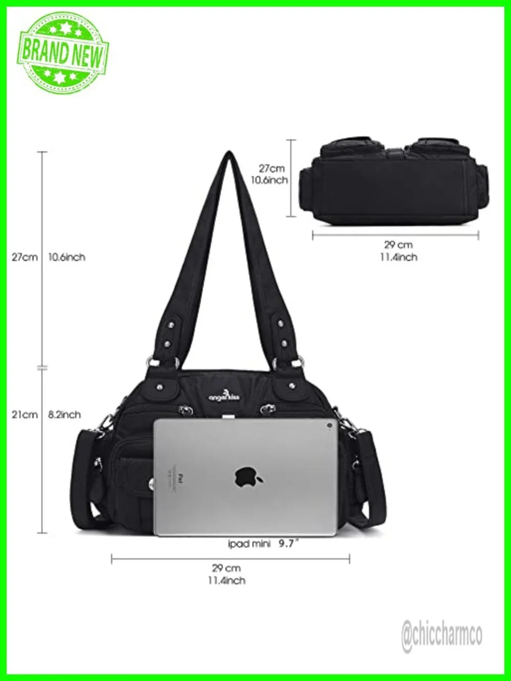 Washed PU Leather Hobo Crossbody Bag Multipocket Removable Strap Shoulder